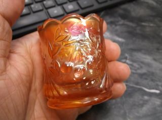Vintage St.  Clair Carnival Glass Marigold 1971 Cherry Cherries Toothpick Holder