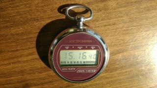 Elektronika 5 Pocket Vintage Russian Soviet Ussr Lcd Digital Led Rare Watch