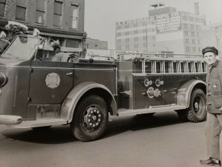 Vtg Photograph Photo Omaha NE Fire Department Firefighting Truck Men 2 3