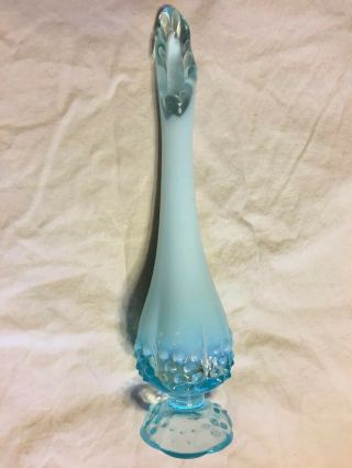 Vintage Fenton Blue Opalescent Hobnail 10 ½” Swung Vase