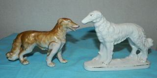 Vtg Pair Russian Borzoi Wolfhound Ceramic Figurines Japan 1 From Niagara Falls