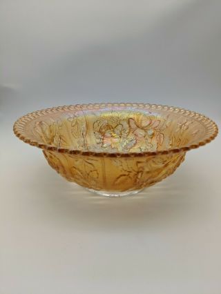 Vintage Rose Pattern Carnival Glass Bowl
