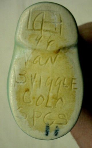 2 Vintage Signed Van Briggle Art Pottery Turquoise Boot Toothpick Holder 2