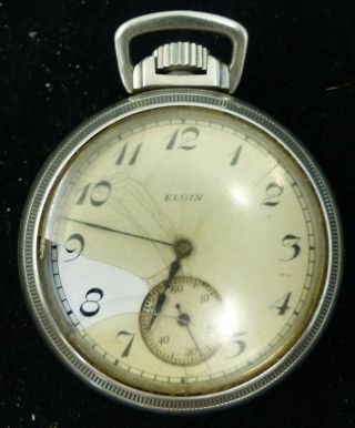 Antique Elgin Silveroid Pocket Watch 7 Jewels
