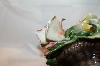 CAPODIMONTE Large Vintage Rose Centerpiece Flower Basket MADE IN ITALY Rare Huge 2