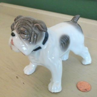 Vintage Porcelain Bull Dog Bully Figurine Made In Japan