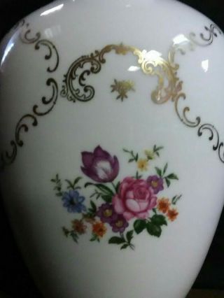 Elegant Vtg.  Reichenbach Germany Fine China Hand Painted Gold Giled/Floral Vase 5