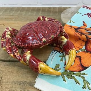 VTG SECLA Portugal Crab Lobster Dishes Set Of 2,  Ulster Sea Crustacean Towel 2