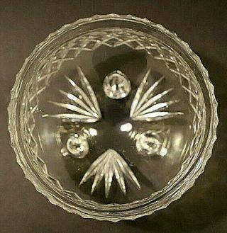 Vintage three footed diamond cut crystal rose bowl with cone base 3