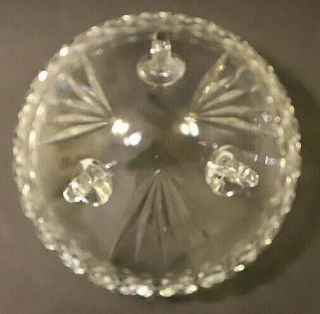 Vintage three footed diamond cut crystal rose bowl with cone base 4