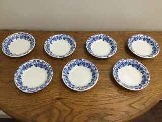 7 Vintage Mcnicol China Blue Floral Small Bowls Clarksburg,  Wv