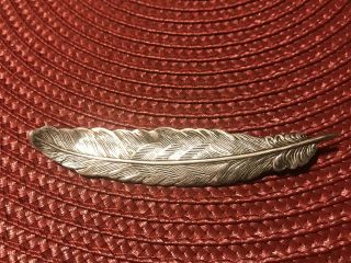 Grandmas Estate Vintage Sterling Silver Leaf Brooch Pin Trademark 3.  5”