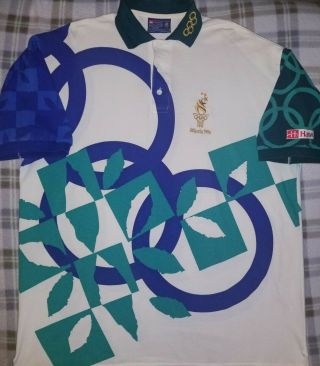 Vtg 1996 Atlanta Olympic Games Rare Hanes Volunteer / Staff Polo Shirt Xl Usa