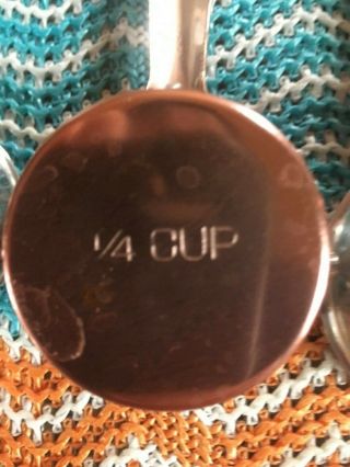 Vintage Metal Measuring Cup Set Aluminum And Copper Color Set Of Five And Hanger 3