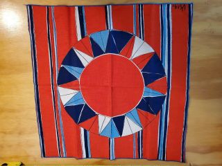 8pc Vintage Vera Cloth Napkin Set Red White Blue Mid Century Nautical July 4th