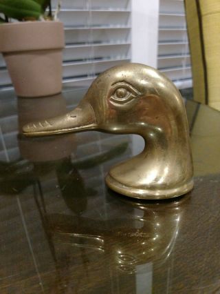 Vintage Brass Duck Head W/long Beak Bottle Opener Paperweight,  Man Cave,  Hunter