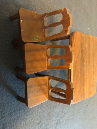 Vintage Doll House Furniture Strombecker Playthings Walnut dining table 3 chairs 3