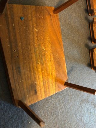 Vintage Doll House Furniture Strombecker Playthings Walnut dining table 3 chairs 5