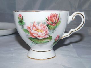 Vintage Tuscan Fine Bone China Birthday Flowers - Water Lily - Tea Cup & Saucer 5