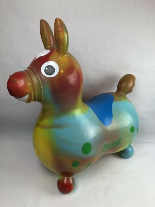 Vintage Tie Dye Toy Horse Hippie Rainbow Child Inflatable Bounce Ride 1984 Italy