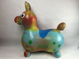 Vintage Tie Dye Toy Horse Hippie Rainbow Child Inflatable Bounce Ride 1984 Italy 2