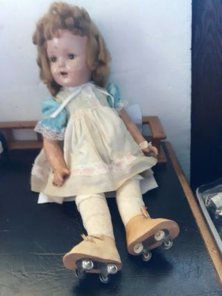 Vintage Shirley Temple? 20 " Doll On Roller Skates