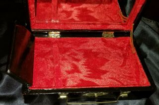 Vintage Black Lacquer Mirrored Jewlery Box with Mother of Pearl Inlay 3