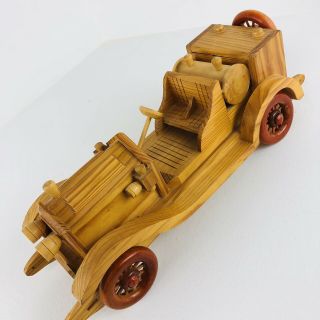 Vintage Wooden Handcrafted Antique Classic Car Model Handmade Automobile