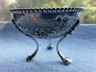 Vintage Dutch Footed Repousse High Relief Silver Nut Condiment Dish 55 Grams