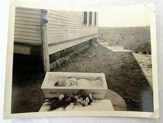 Vintage Post Mortem Photograph Baby In Casket Name On Back Picture