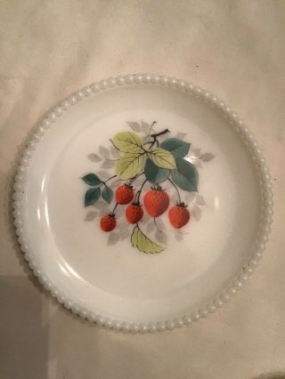 5 Vintage WESTMORELAND Hand Painted Beaded Edge Milk Glass Fruit Plates 3