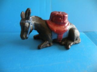 Vintage Old Die - Cast Metal Donkey Pack Mule Farm Animal Toy Figure C11