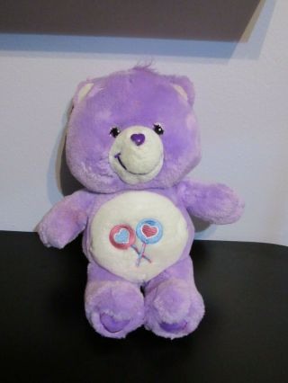 2002 Care Bear 13 " Stuffed Animal Plush Toy Purple Lollipops Share Bear