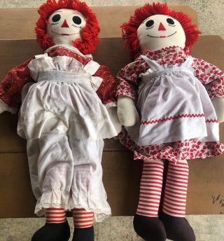 Vintage Large 36 Inch Raggedy Ann Plush Dolls " I Love You " On Chest