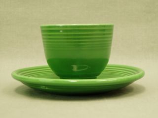 Vintage Old Fiesta Ware Cup & Saucer in MEDIUM GREEN Homer Laughlin China 1950 ' s 3