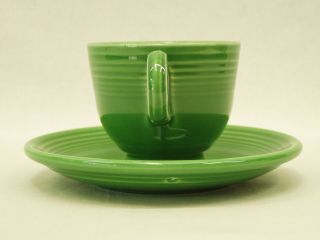 Vintage Old Fiesta Ware Cup & Saucer in MEDIUM GREEN Homer Laughlin China 1950 ' s 5