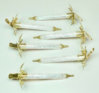 6 Vintage Glass Clip On Candle Christmas Ornaments Italy 5 "