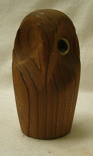 Vintage Hand Carved Wood Owl Figurine Artist Leo Gervais Canada Brown Bird