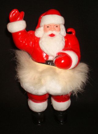Vintage Irwin Rosbro Hard Plastic Christmas Santa Claus Candy Toy Container