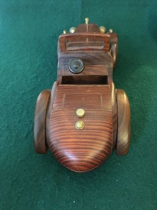 Vintage Wooden Handcrafted Classic Car Convertible Handmade Collectible 12” long 5