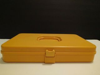 Vintage Sewing Box Wil - Hold Wilson Thread Spool Bobbin Holder Gold Yellow