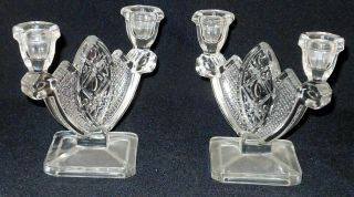 Vintage Imperial Glass Cape Cod Pair Double Light Candle Holders