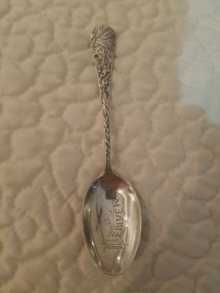 Vintage Sterling Silver Denver Indian Souvenir Spoon