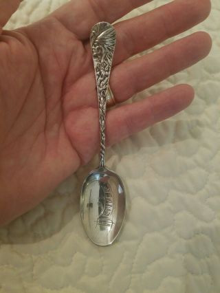 Vintage Sterling Silver Denver Indian Souvenir Spoon 8