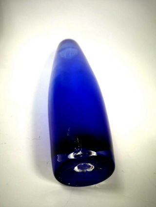 Vintage Swedish 1970 Elegant Blown Cobalt Blue Glass Vase Clear Bubble Form Base 5