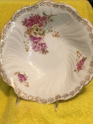 Vintage Early Ct Serving Bowl - Floral Design - Made In Germany - Numbered