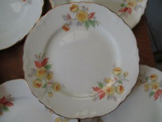 Eight Vintage Homer Laughlin Pottery Bread Plates F 49 N 6 Yellow Flower 2