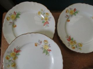 Eight Vintage Homer Laughlin Pottery Bread Plates F 49 N 6 Yellow Flower 3