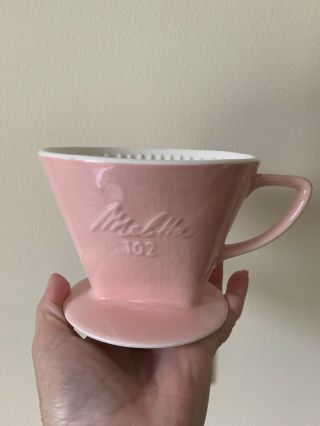 Vintage Pink Ceramic Melitta Made Germany Pour Over Coffee Dripper 102 3 Hole