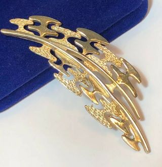 Vintage Rare Signed Coro Pin Brooch Gold Tone Open Work Abstract 3”x 1”